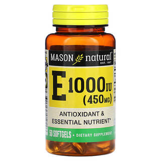Mason Natural, Витамин E, 450 мг (1000 МЕ), 50 мягких таблеток