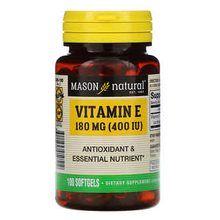Mason Natural, Vitamina E, 180 mg (400 UI), 100 cápsulas blandas