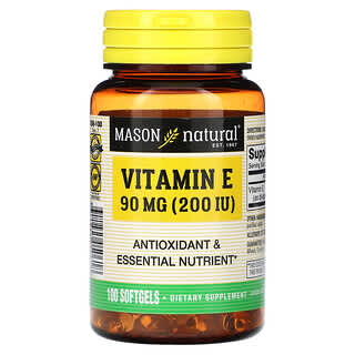 Mason Natural, Витамин E, 90 мг (200 МЕ), 100 мягких таблеток
