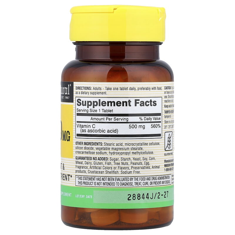 Vitamin C, 500 mg, 100 Tablets