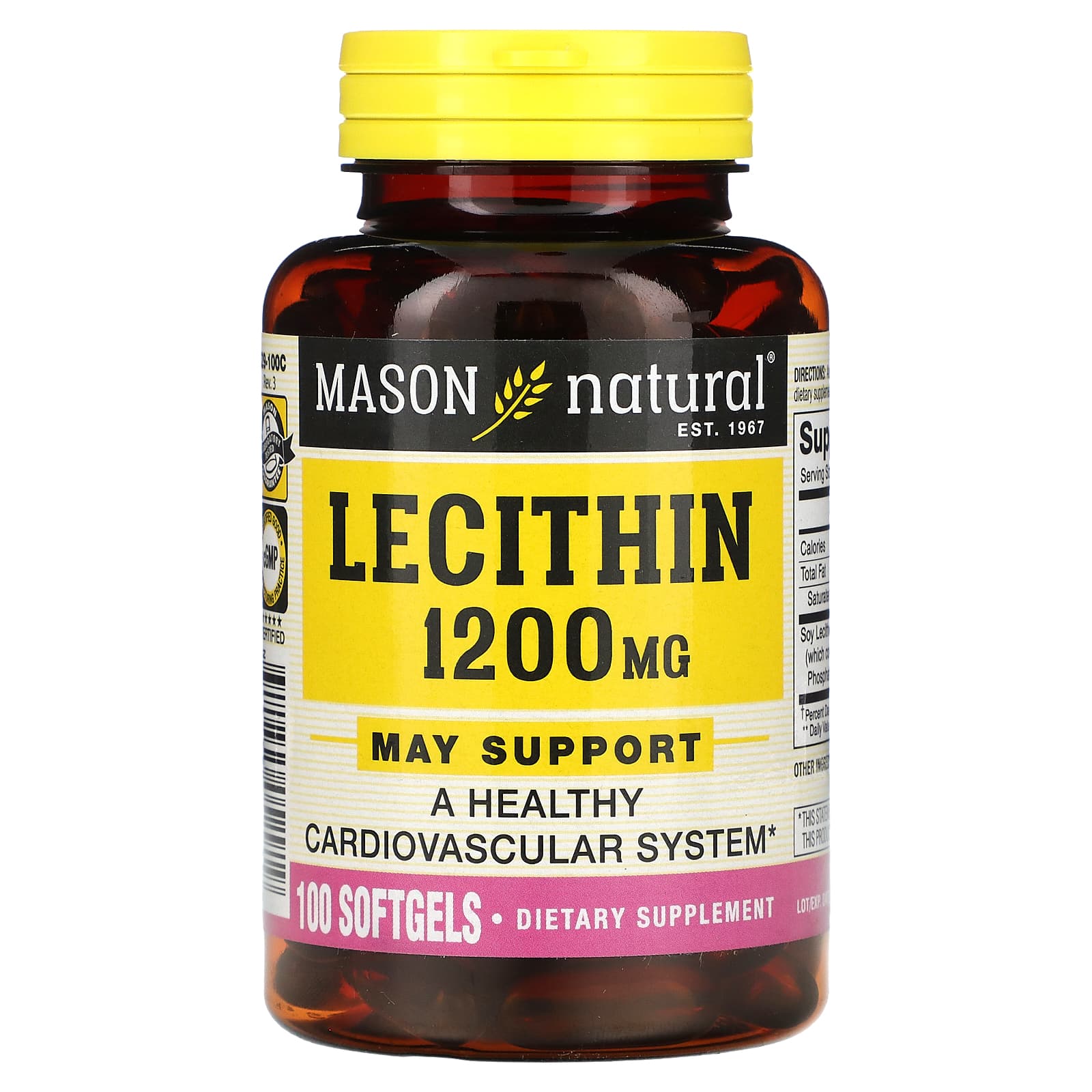 Mason Natural, Lecithin , 1,200 mg, 100 Softgels