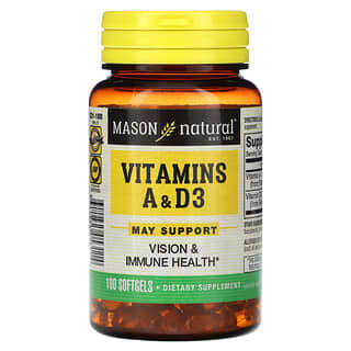 Mason Natural, 비타민A 및 D3, 소프트젤 100정