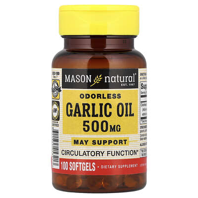Mason Natural, Odorless Garlic Oil, 500 mg, 100 Softgels