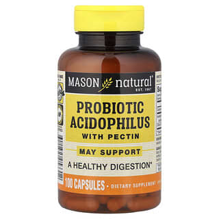 Mason Natural, пробиотик с ацидофильными лактобактериями Acidophilus с пектином, 100 капсул