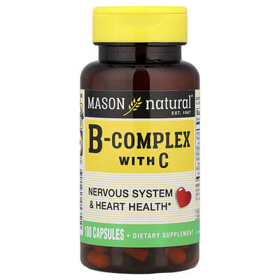 Mason Natural, B Complex with Vitamin C, 100 Capsules