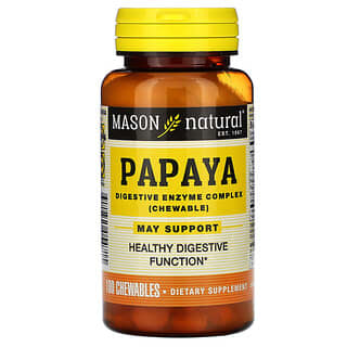 Mason Natural, Papaya, Complejo de enzimas digestivas, 100 comprimidos masticables
