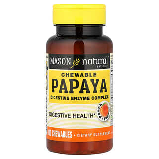 Mason Natural, Tyggepapaya, fordøjelsesenzymkompleks, fersken, 100 tyggetabletter