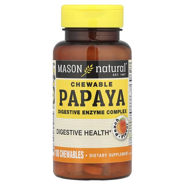 Mason Natural Chewable Papaya, Digestive Enzyme Complex, Peach, 100 Chewables