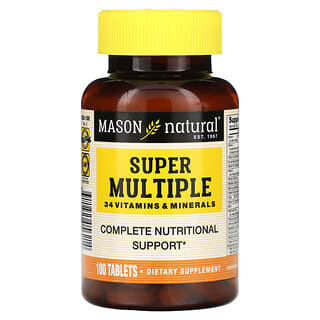 Mason Natural, Super Multiple 34 vitamines et minéraux, 100 comprimés