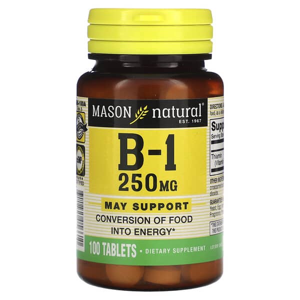 Mason Natural, ビタミンB-1、250mg、100錠