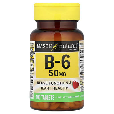 Mason Natural, Vitamin B-6, 100 mg, 50 Tablets