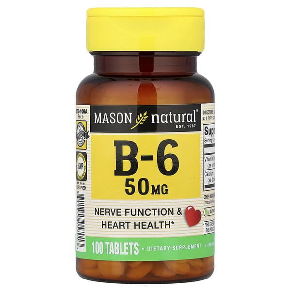 Vitamin B-6, 50 mg, 100 Tablets