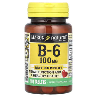 Mason Natural, Витамин В6, 100 мг, 100 таблеток