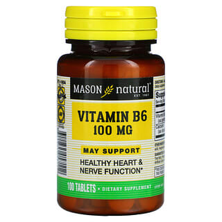 Mason Natural, Витамин В6, 100 мг, 100 таблеток