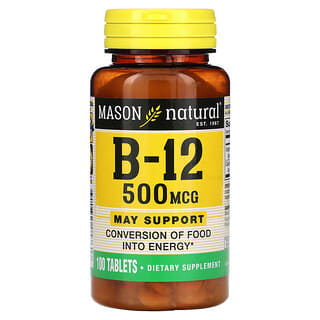 Mason Natural, B-12, 500 mcg, 100 comprimidos
