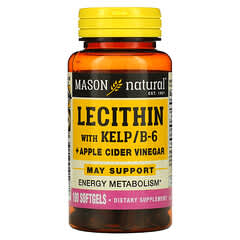 Mason Natural, лецитин с бурыми водорослями/витамином B6 и яблочным уксусом, 100 мягких таблеток