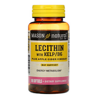 Mason Natural, Lecitina con kelp / vitamina B6 más vinagre de sidra de manzana, 100 cápsulas blandas