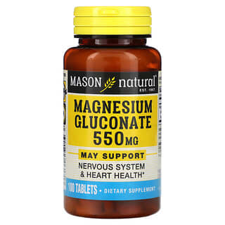 Mason Natural, Magnesium Gluconate, Magnesiumgluconat, 550 mg, 100 Tabletten