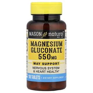 Mason Natural, Glukonian magnezu, 550 mg, 100 tabletek