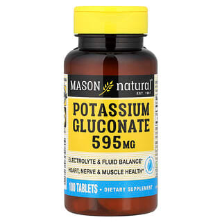 Mason Natural, Potassium Gluconate, 595 mg, 100 Tablets