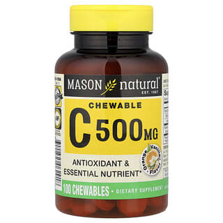 Mason Natural, Vitamina C, Naranja y vainilla, 500 mg, 100 comprimidos masticables