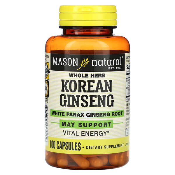 Mason Natural, Whole Herb Korean Ginseng with White Panax Ginseng Root