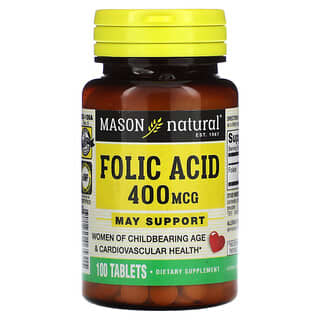 Mason Natural‏, Folic Acid, 400 mcg, 100 Tablets