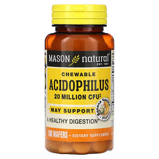 Mason Natural, Жевательные Acidophilus, банан и ваниль, 20 млн КОЕ, 100 вафель