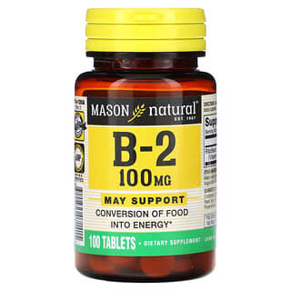 Mason Natural, Vitamine B-2, 100 mg, 100 comprimés