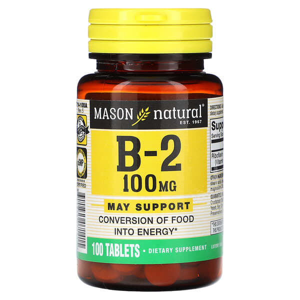 Mason Natural, Vitamin B2, 100 mg , 100 Tablets
