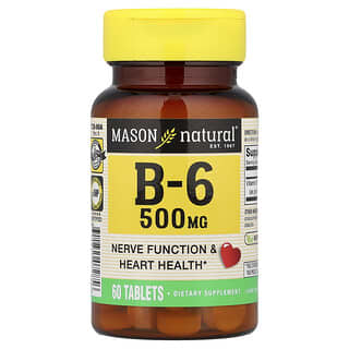 Mason Natural, Vitamine B6, 500 mg, 60 comprimés