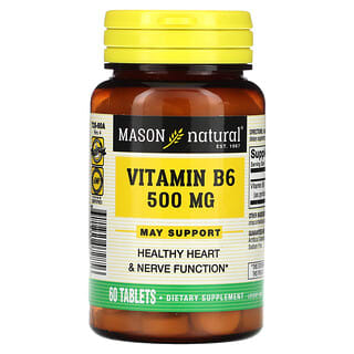 Mason Natural, Vitamin B6, 500 mg, 60 Tablets
