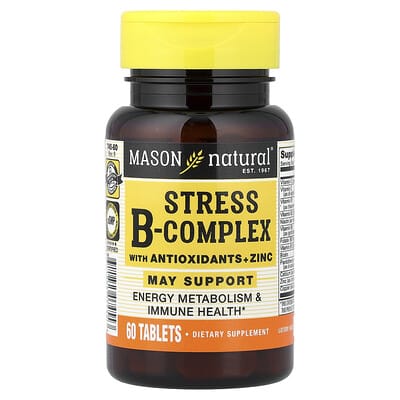 Mason Natural, Stress B-Complex with Antioxidants + Zinc, 60 Tablets