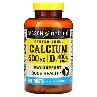 Mason Natural, Oyster Shell Calcium Plus D3, 250 Comprimidos