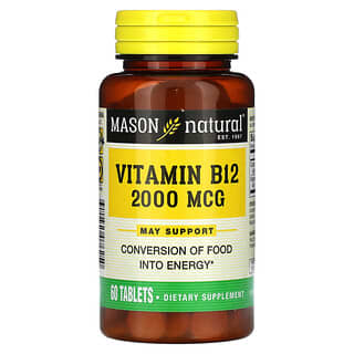Mason Natural, Vitamine B12, 2000 µg, 60 comprimés