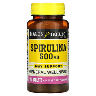 Mason Natural, Spiruline, 500 mg, 100 comprimés