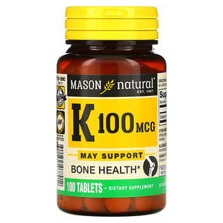 Mason Natural, Vitamine K, 100 mcg, 100 comprimés