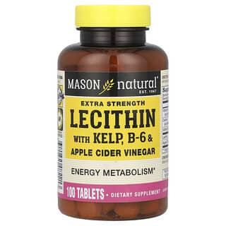 Mason Natural, Lecithin with Kelp, Extra Strength, B6 & Apple Cider Vinegar, 100 Tablets