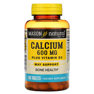 Mason Natural, Calcium et vitamine D3, 600 mg, 100 comprimés 