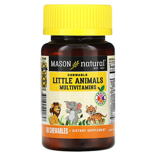 Mason Natural, Multivitamines Little Animals, Fruité, 60 comprimés à croquer