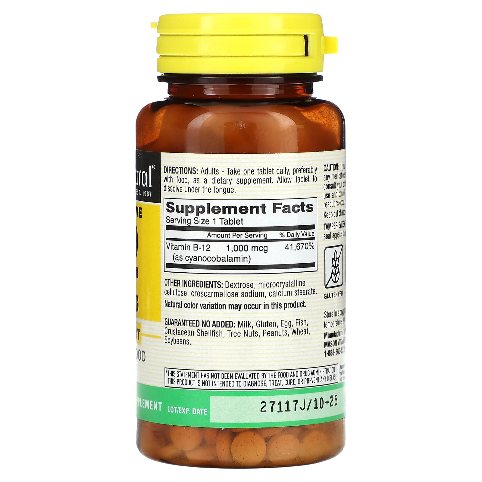 Mason Natural Quick Dissolve Vitamin B 12 1 000 Mcg 200 Tablets