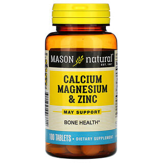 Mason Natural, Calcio, magnesio y zinc, 100 tabletas