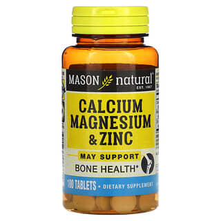 Mason Natural, Calcium, magnésium et zinc, 100 comprimés