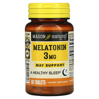Mason Natural, Mélatonine, 3 mg, 60 comprimés