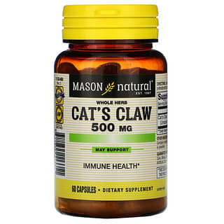Mason Natural, Uña de gato con hierbas enteras, 500 mg, 60 cápsulas  