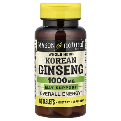 Mason Natural, Whole-Herb Korean Ginseng, 60 Tablets