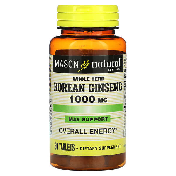 Mason Natural, Koreanischer Ginseng mit ganzen Kräutern, 1.000 mg, 60 Tabletten