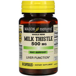 Mason Natural, Экстракт молочного чертополоха (цельных растений), 500 мг, 60 капсул