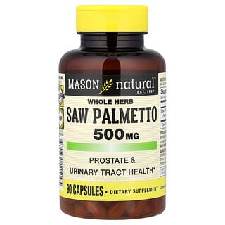 Mason Natural, Цельная трава сереноа, 500 мг, 90 капсул