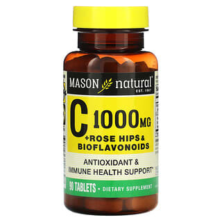 Mason Natural, Vitamin C with Rose Hips & Bioflavonoids, 1,000 mg, 90 Tablets